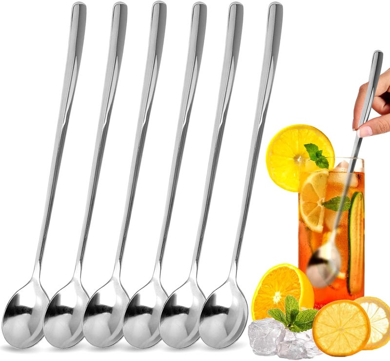 Ninsula 9.5-Inch Long Spoon, Ice Tea Spoons for Ice Cream, Coffee, Cocktail, Stainless Steel Long Spoons for Stirring, Long Handle Spoon, Set of 6 - Image 1